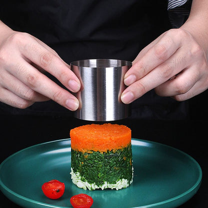 3 Set Sushi Making Mold Stainless Steel Round Pastry Ring Cake Forming Rings with Pusher Food Presentation Rings Tuna Mold