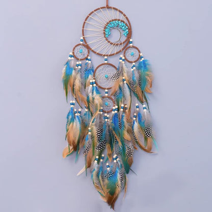 Blue Brown Feather Dream Catchers for Bedroom, Small Wall Hanging Dream Catchers for Kids Boys Girls Bedroom