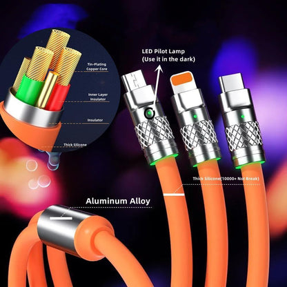 Multi Charging Cable 3-in-1 Charging Cable with Light USB Cable Suitable for Various Mobile Phones with Ports