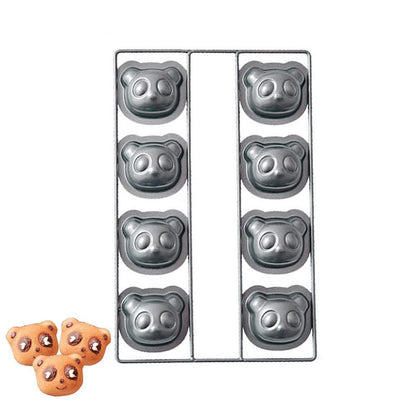 8 Cavity Non-stick Cake Baking Pan, Love Bear & Panda Cookie Mold, Creative Mold for Muffin, Brownie, Cornbread, Cheesecake(Panda)