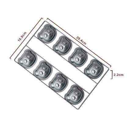 8 Cavity Non-stick Cake Baking Pan, Love Bear & Panda Cookie Mold, Creative Mold for Muffin, Brownie, Cornbread, Cheesecake(Panda)