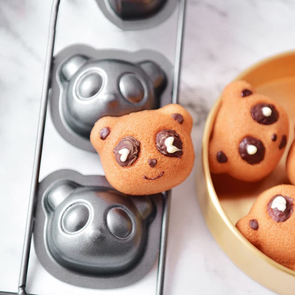8 Cavity Non-stick Cake Baking Pan, Love Bear & Panda Cookie Mold, Creative Mold for Muffin, Brownie, Cornbread, Cheesecake(Panda)