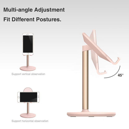Phone Stand for Desk, Adjustable Cell Phone Holder for Desk, Compatible with 4"-12.9" Phones/Tablet/Switch (Pink)