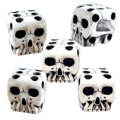 5Pcs Halloween White Skeleton Dice Decorative Mini Skeleton Face Gaming Dice for Club Pub Halloween Party