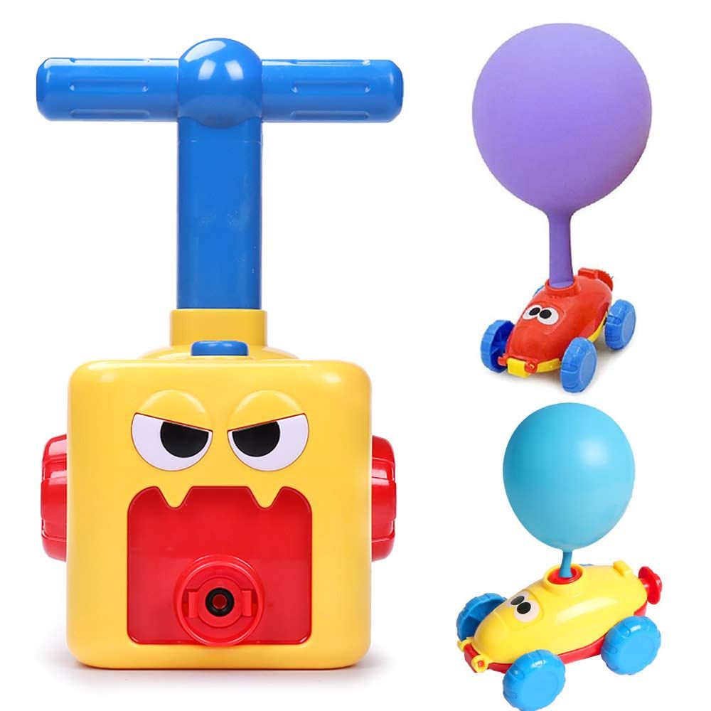 Power Car Creative Inflatable Balloon Pump Air Powred Car Balloon Powered Racer Scientific Experiment Toy for Kids-6 Balloons
