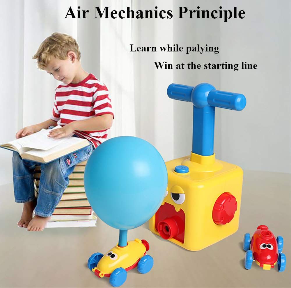 Power Car Creative Inflatable Balloon Pump Air Powred Car Balloon Powered Racer Scientific Experiment Toy for Kids-6 Balloons