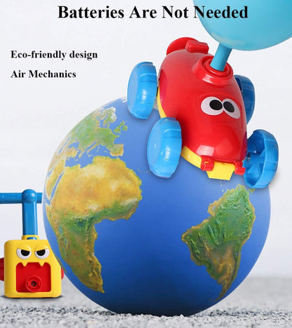Power Car Creative Inflatable Balloon Pump Air Powred Car Balloon Powered Racer Scientific Experiment Toy for Kids-6 Balloons