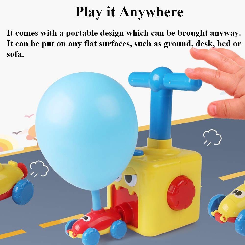 Power Car Creative Inflatable Balloon Pump Air Powred Car Balloon Powered Racer Scientific Experiment Toy for Kids-6 Balloons