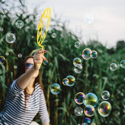 Bubble Wands Set, Kids Outdoor Giant Bubbles Wand Large Bubbles Maker Toys for Boys Girls with Tray Bubble Sticks