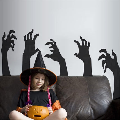 Halloween Wall Sticker Horrible Halloween Ghost Hand Wall Decal Removable Shadowy Figure Glass Window Wall Stickers Decor