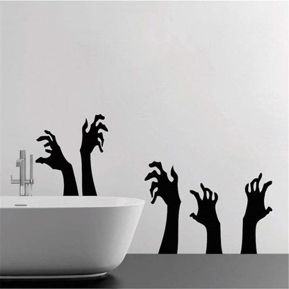 Halloween Wall Sticker Horrible Halloween Ghost Hand Wall Decal Removable Shadowy Figure Glass Window Wall Stickers Decor