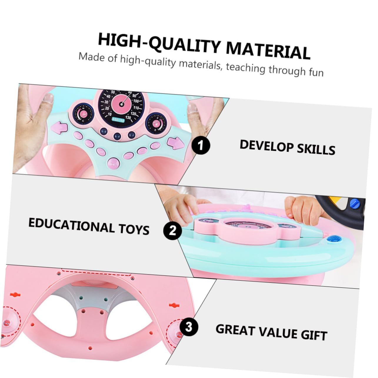 Driving Controller Driving Test Assistant Learing Education Toy with Light and Sound Effect for Adult and Kids (Pink-Blue)