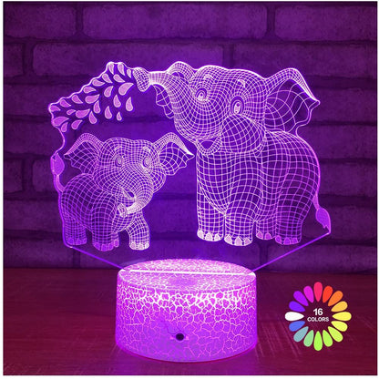 Elephant 3D Night Light for Kids 3D Lamp with 16 Colors Changing Remote Control Elephant Toys Women Baby Boys Gifts (Elephant)
