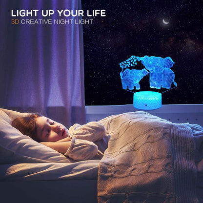 Elephant 3D Night Light for Kids 3D Lamp with 16 Colors Changing Remote Control Elephant Toys Women Baby Boys Gifts (Elephant)