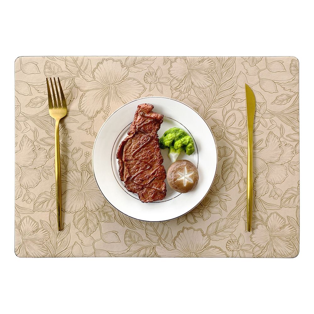 Placemats Set of 3 Faux Leather Place Mats Heat Resistant Waterproof Wipeable NonSlip Dining Table Mats Tabletop Decor for Kitchen