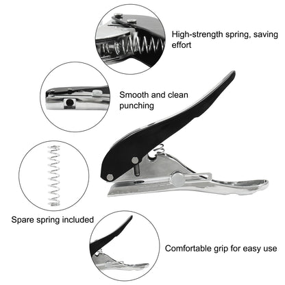 Metal Hole Punch Heavy Duty Single Hole Puncher, Portable Paper Punch for Id Cards PVC Cards Plastic Cardboard