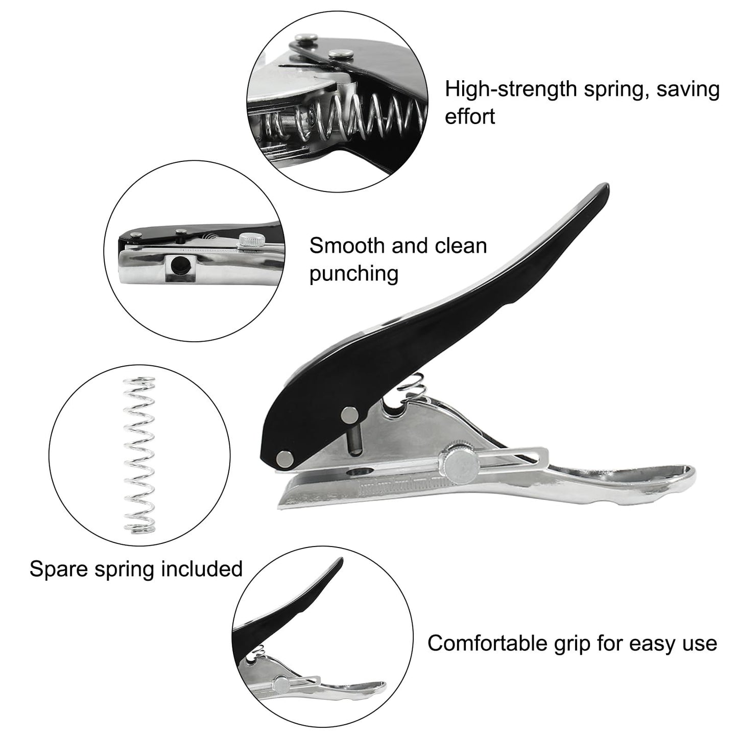 Metal Hole Punch Heavy Duty Single Hole Puncher, Portable Paper Punch for Id Cards PVC Cards Plastic Cardboard