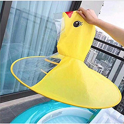 Kids Raincoat,Toddler Duck Raincoat and Umbrella Hat Waterproof UFO for Baby Girls and Boys (Yellow)