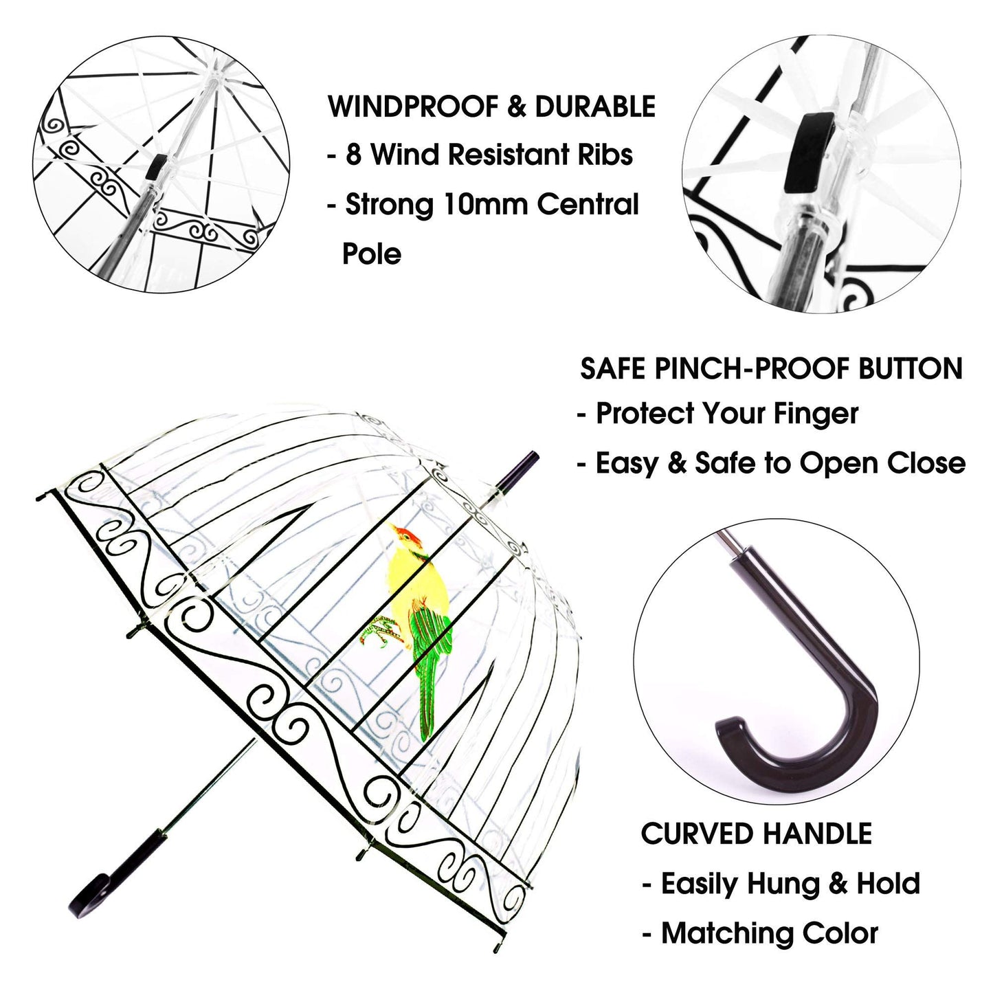 Clear Bubble Umbrella for Girls and Women,Clear Kids Umbrella Dome Shape, Auto Open Transparent Rain Girls