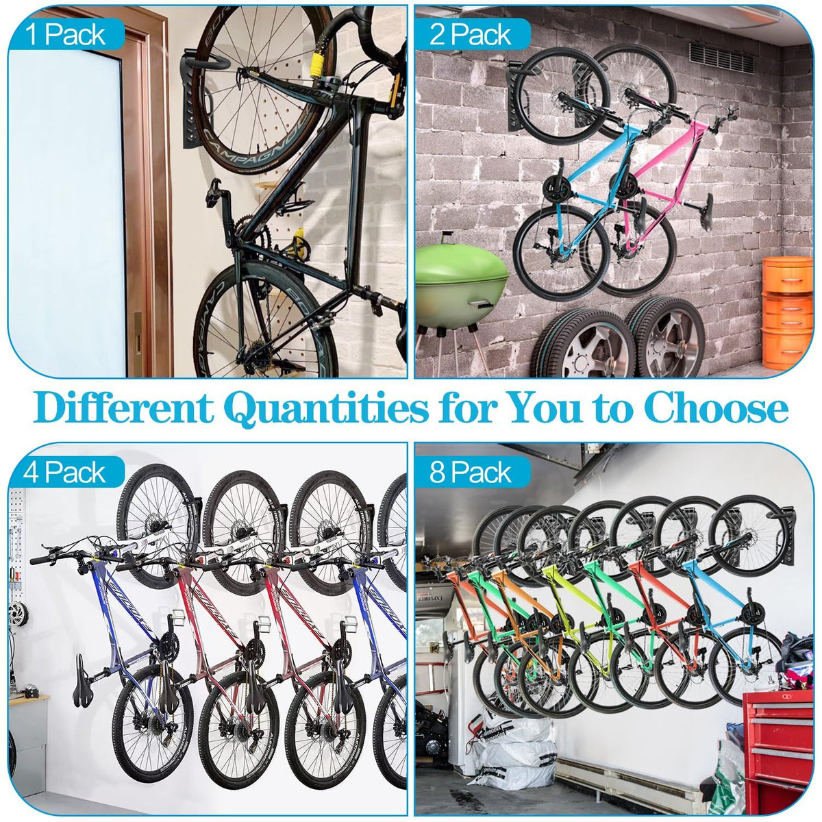 Bike Rack Garage Wall Mount, Wall Mount Bike Rack with Screws, Heavy Duty Steel Vertical Bike Hook Holds Up to 66lb for