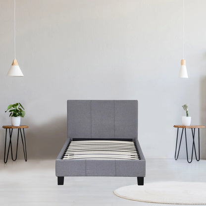 Milano Sienna Luxury Bed Frame Base And Headboard Solid Wood Padded Linen Fabric - Single - Grey - Mekamart Australia