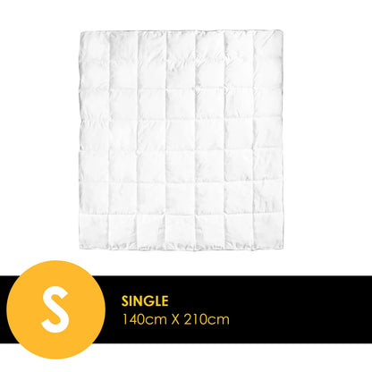 Royal Comfort Bamboo Blend Quilt 250GSM Luxury Duvet 100% Cotton Cover - Single - White - Mekamart Australia