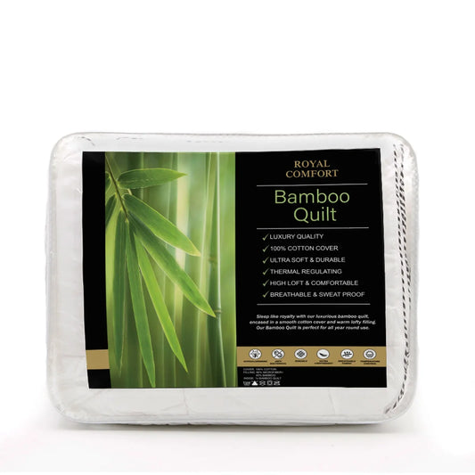 Royal Comfort Bamboo Blend Quilt 250GSM Luxury Duvet 100% Cotton Cover - Double - White - Mekamart Australia