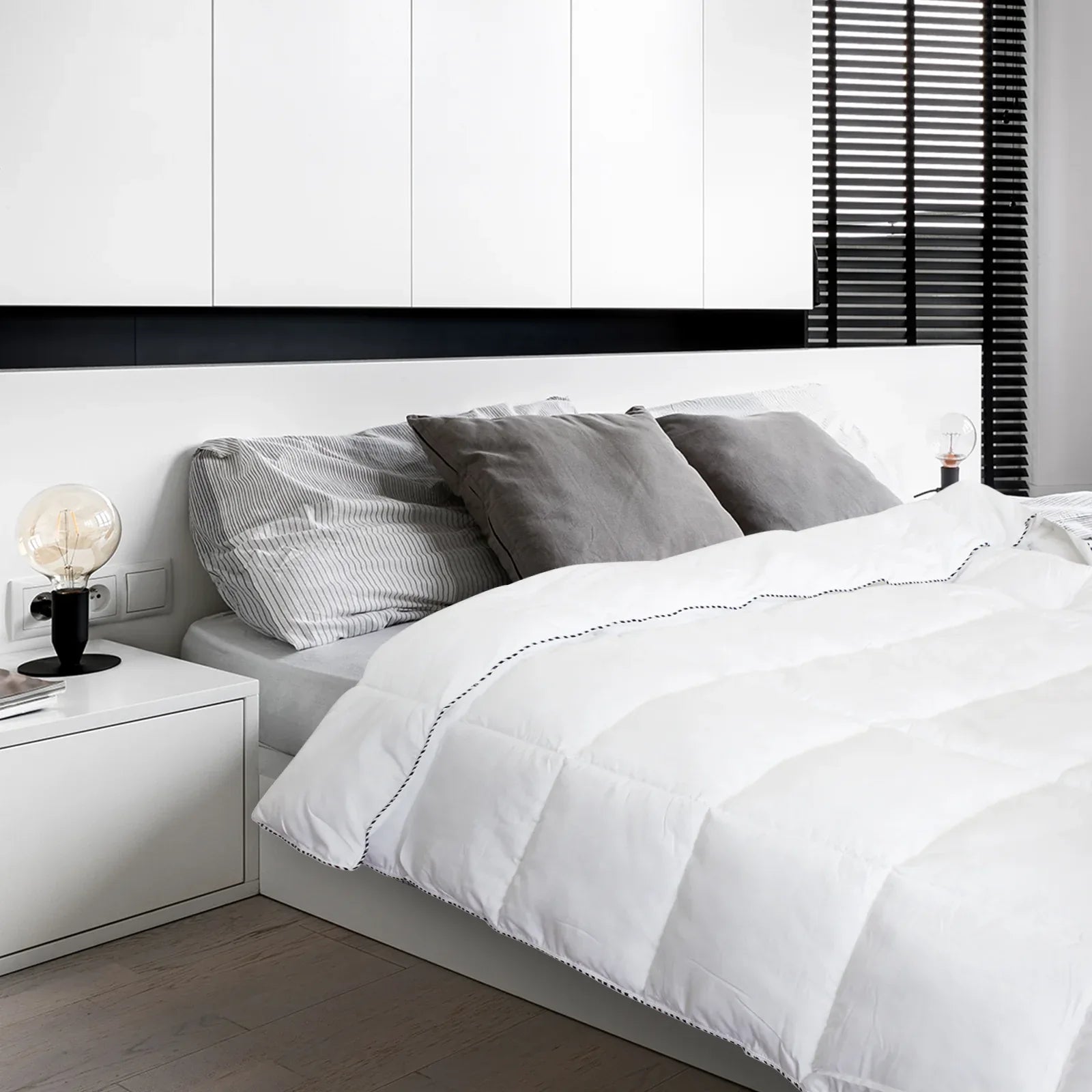 Royal Comfort Bamboo Blend Quilt 250GSM Luxury Duvet 100% Cotton Cover - Double - White - Mekamart Australia