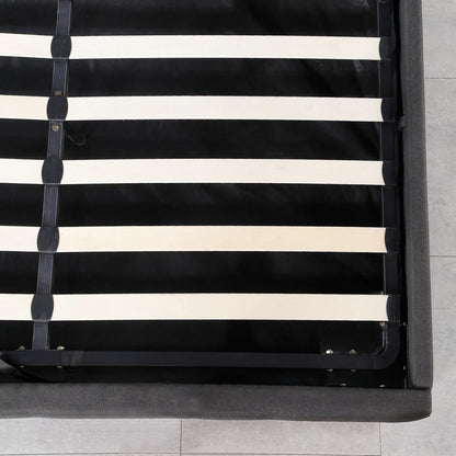 Milano Decor Eden Gas Lift Bed With Headboard Platform Storage Dark Grey Fabric - Single - Dark Grey - Mekamart Australia