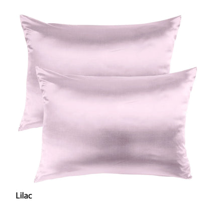 Royal Comfort Mulberry Soft Silk Hypoallergenic Pillowcase Twin Pack 51 x 76cm - Lilac - Mekamart Australia