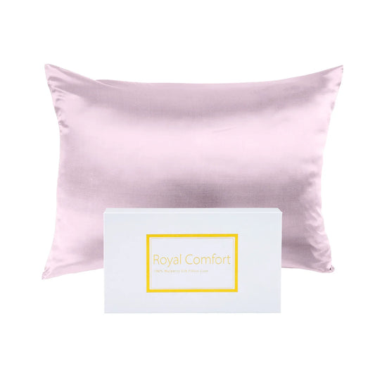 Royal Comfort Mulberry Soft Silk Hypoallergenic Pillowcase Twin Pack 51 x 76cm - Lilac - Mekamart Australia