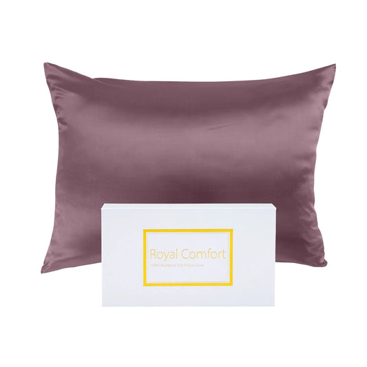 Royal Comfort Mulberry Soft Silk Hypoallergenic Pillowcase Twin Pack 51 x 76cm - Malaga Wine - Mekamart Australia