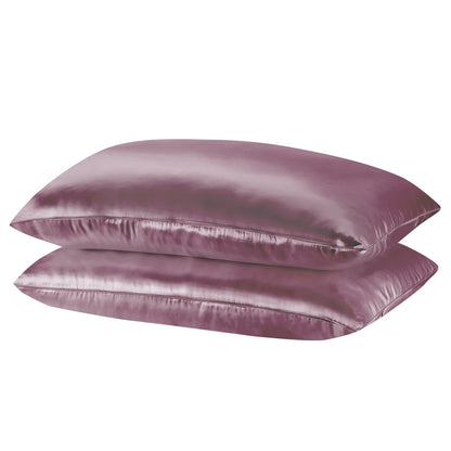 Royal Comfort Mulberry Soft Silk Hypoallergenic Pillowcase Twin Pack 51 x 76cm - Malaga Wine - Mekamart Australia