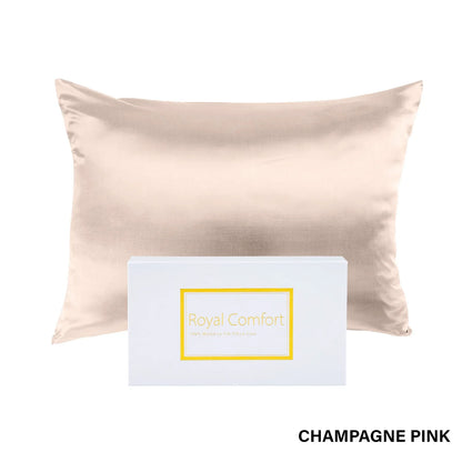 Royal Comfort Pure Silk Pillow Case 100% Mulberry Silk Hypoallergenic Pillowcase - Champagne Pink - Mekamart Australia