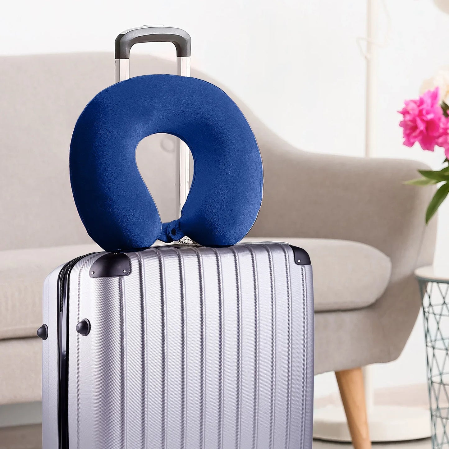 Milano Decor Memory Foam Travel Neck Pillow With Clip Cushion Support Soft Blue - Mekamart Australia