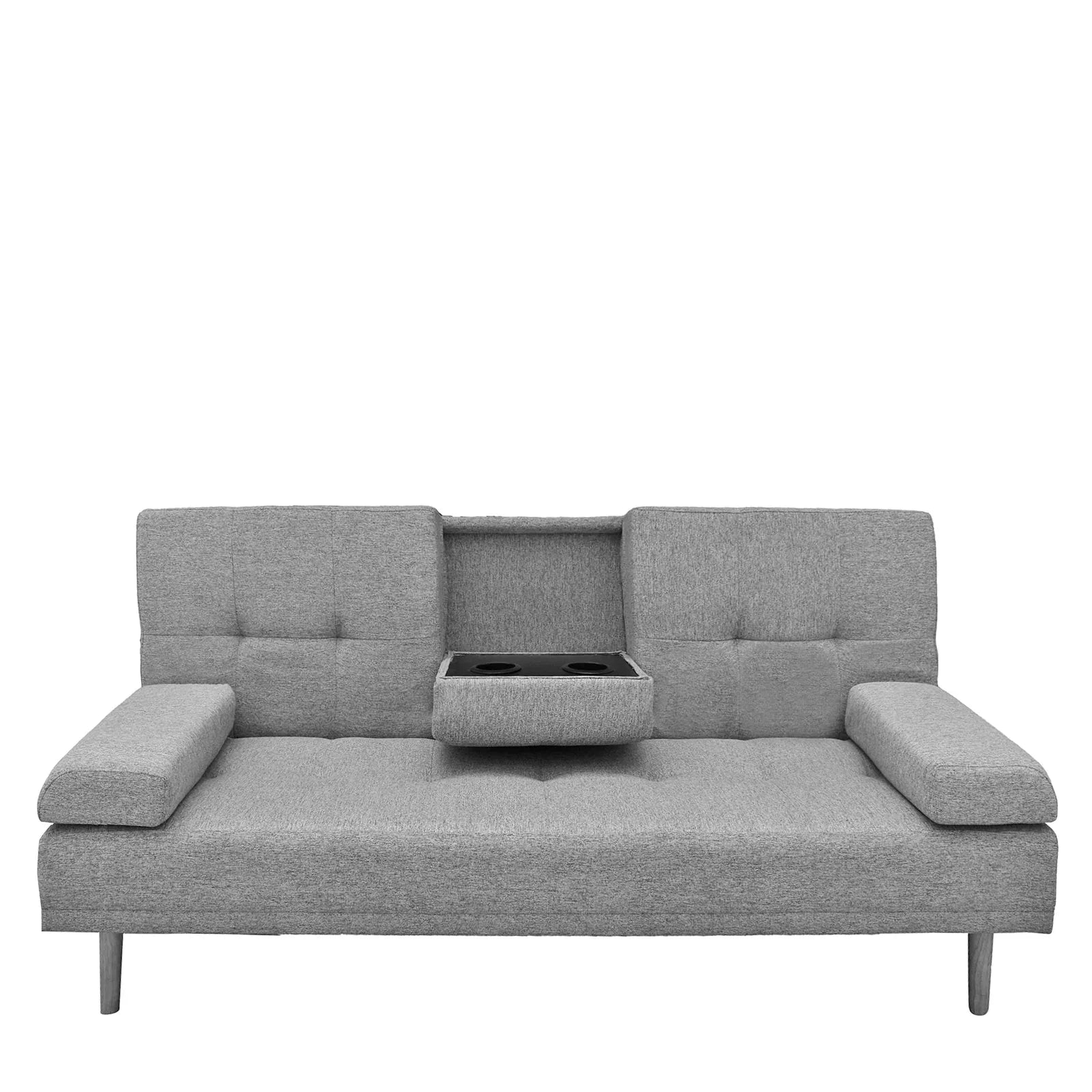 Casa Decor Mendoza 2 in 1 Sofa Bed Couch Grey Pull Down Cupholder 3 Seats Futon - Mekamart Australia
