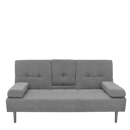 Casa Decor Mendoza 2 in 1 Sofa Bed Couch Grey Pull Down Cupholder 3 Seats Futon - Mekamart Australia