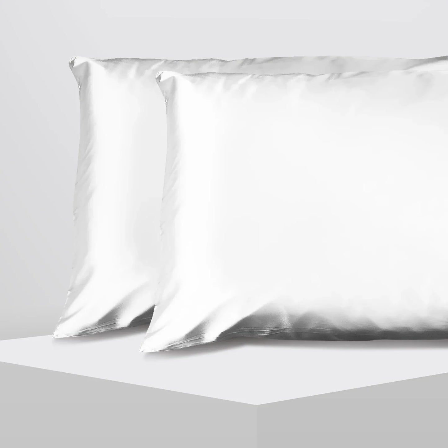 Casa Decor Luxury Satin Pillowcase Twin Pack Size With Gift Box Luxury - White - Mekamart Australia