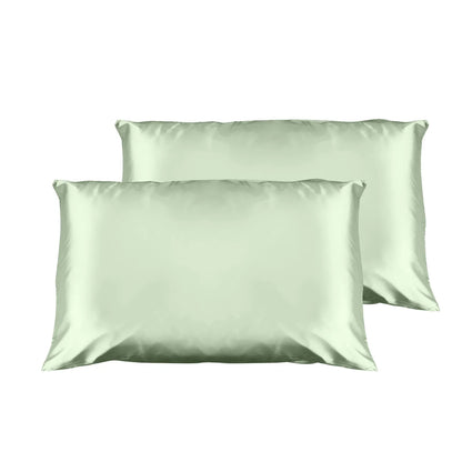 Casa Decor Luxury Satin Pillowcase Twin Pack Size With Gift Box Luxury - Sage Green - Mekamart Australia