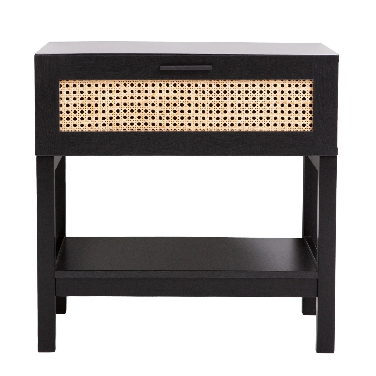Casa Decor Tulum Rattan Bedside Table Drawers Table Nightstand Cabinet Black - Mekamart Australia