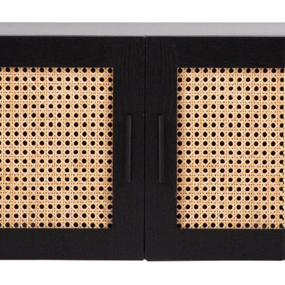 Casa Decor Tulum Rattan Entertainment Unit TV Stand Cabinet Storage Black - Mekamart Australia