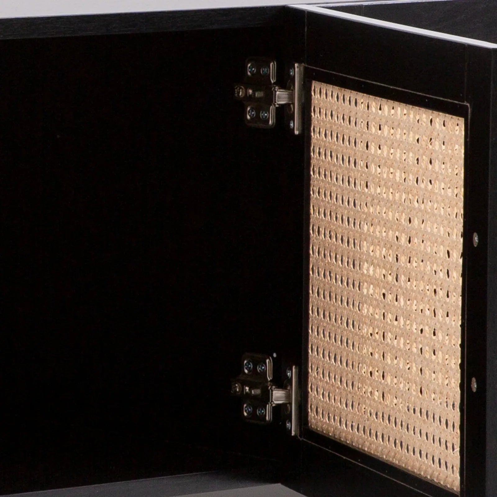 Casa Decor Tulum Rattan Entertainment Unit TV Stand Cabinet Storage Black - Mekamart Australia