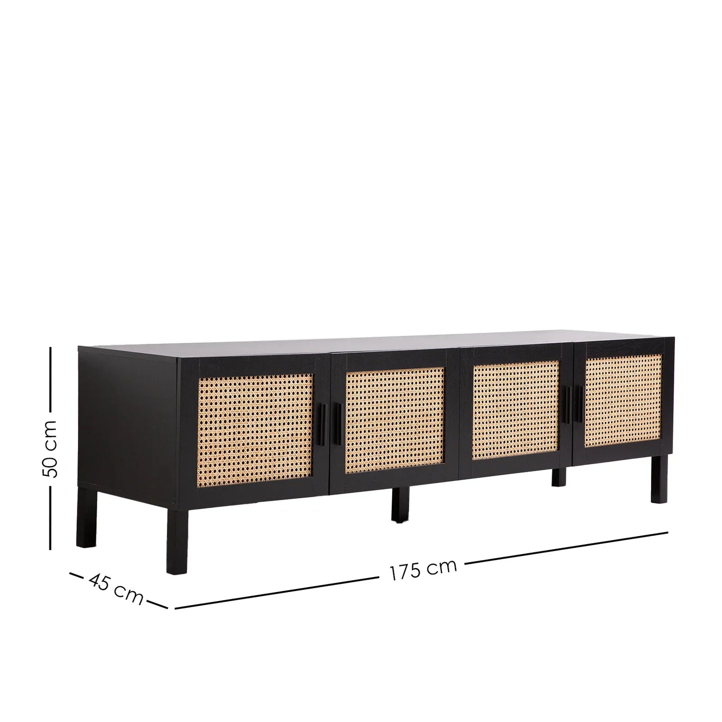 Casa Decor Tulum Rattan Entertainment Unit TV Stand Cabinet Storage Black - Mekamart Australia