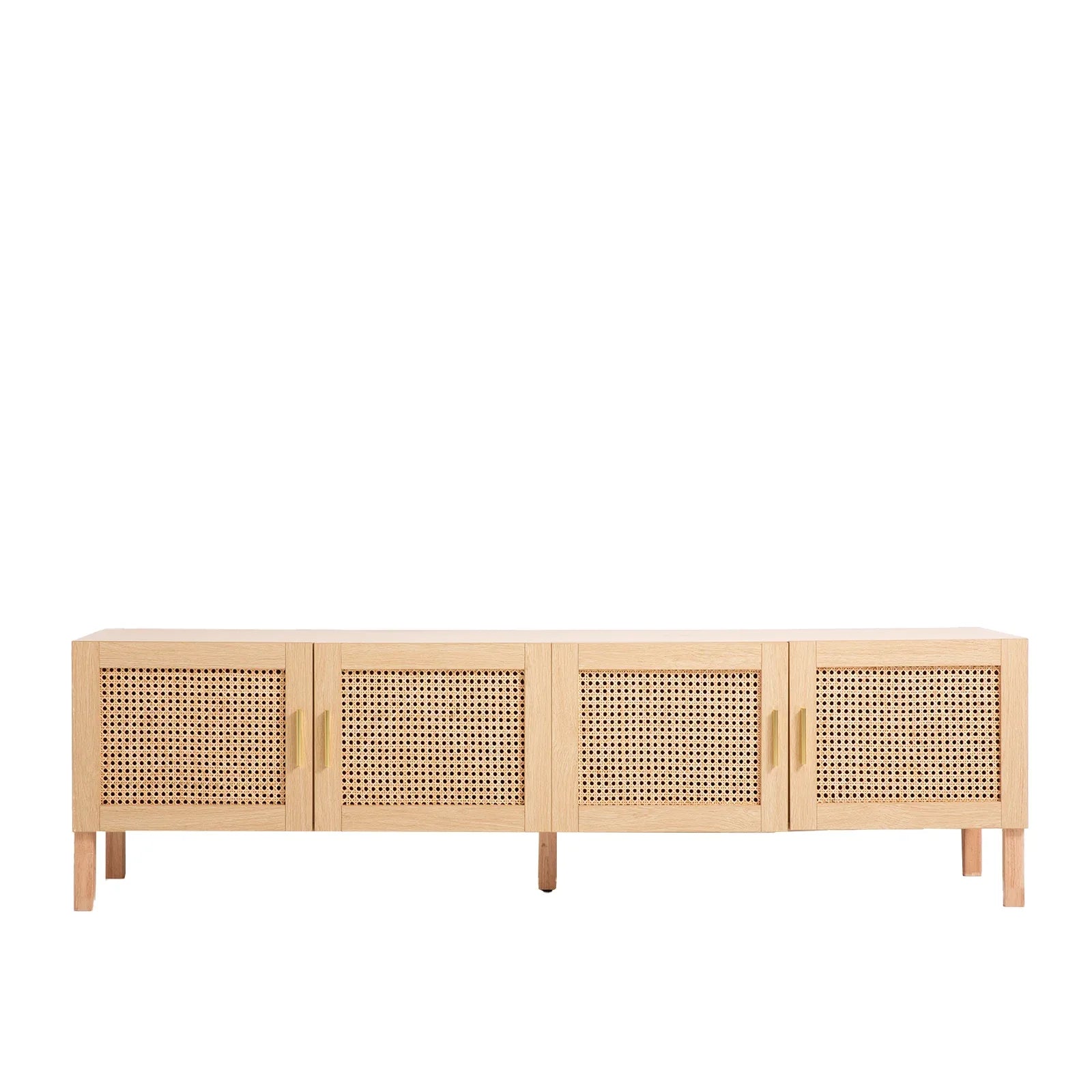 Casa Decor Santiago Rattan Entertainment Unit TV Stand Cabinet Storage Oak - Mekamart Australia