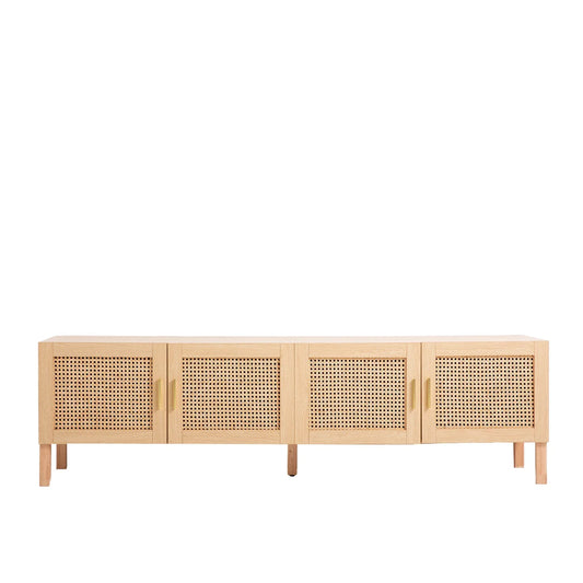 Casa Decor Santiago Rattan Entertainment Unit TV Stand Cabinet Storage Oak - Mekamart Australia