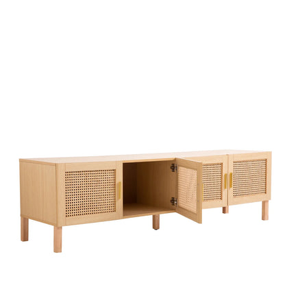 Casa Decor Santiago Rattan Entertainment Unit TV Stand Cabinet Storage Oak - Mekamart Australia
