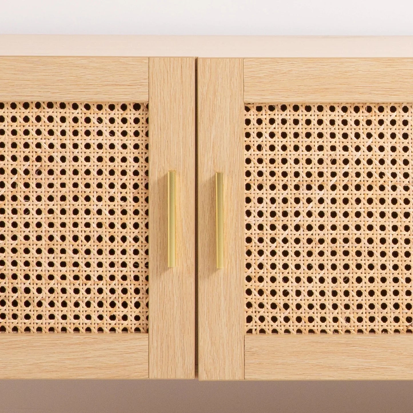 Casa Decor Santiago Rattan Entertainment Unit TV Stand Cabinet Storage Oak - Mekamart Australia