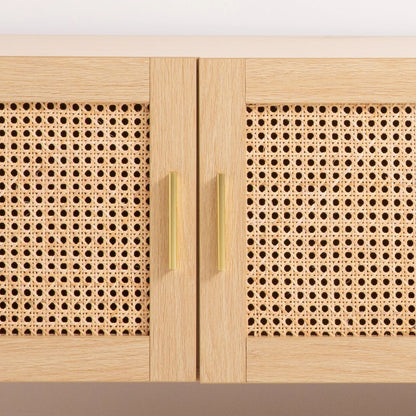 Casa Decor Santiago Rattan Entertainment Unit TV Stand Cabinet Storage Oak - Mekamart Australia