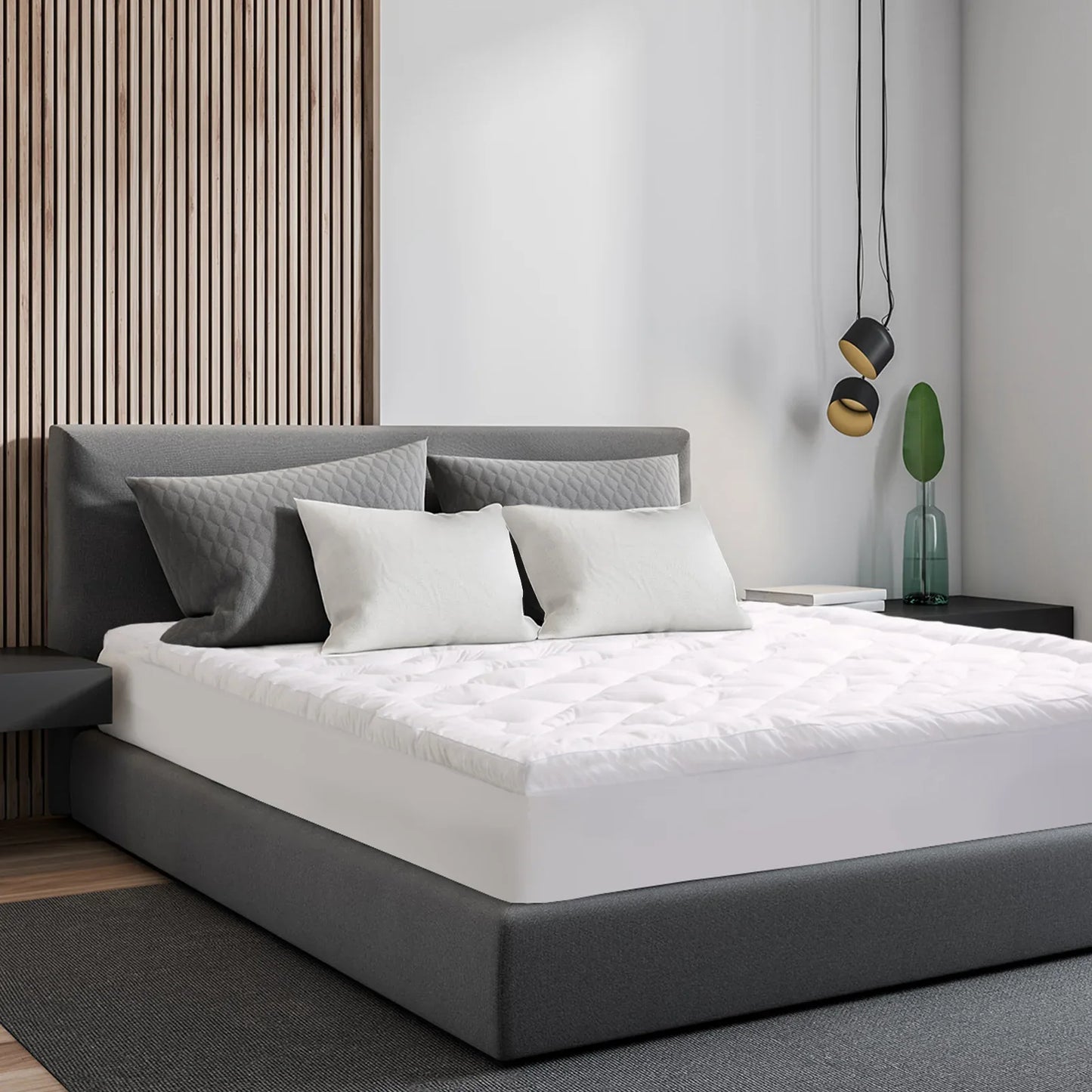 Royal Comfort 1200GSM Deluxe 7-Zone Mattress Topper Luxury Gusset Breathable - Single - White - Mekamart Australia