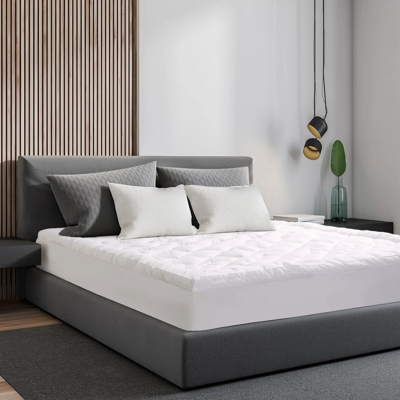 Royal Comfort 1200GSM Deluxe 7-Zone Mattress Topper Luxury Gusset Breathable - Queen - White - Mekamart Australia